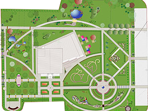 Благоустроенная демонстрационная территория из растений питомника