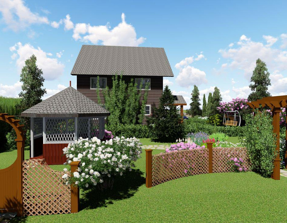 Юлия Матовникова – проект «Райская дача» – садовый центр «Южный» Задний дворик