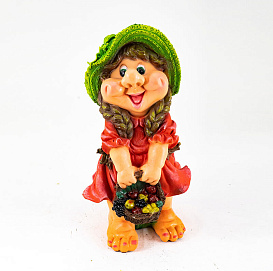 Фигура садовая Гном девочка с корзинкой