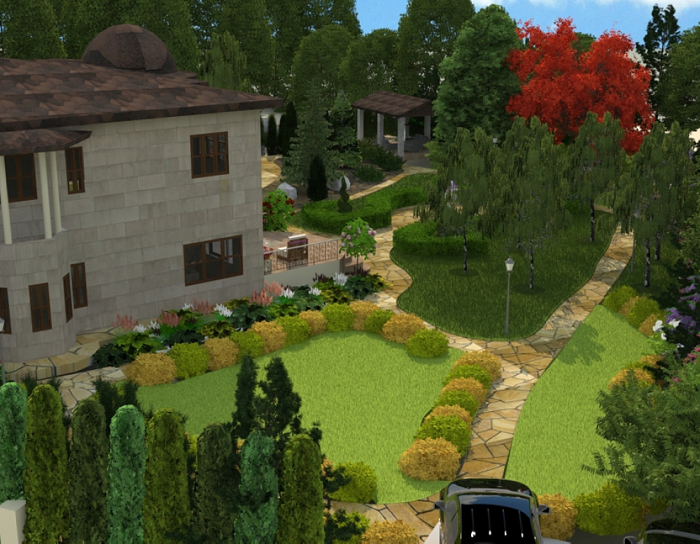 Дмитрий Миронов – проект коттеджного участка – садовый центр «Южный» Общий план участка с посадками