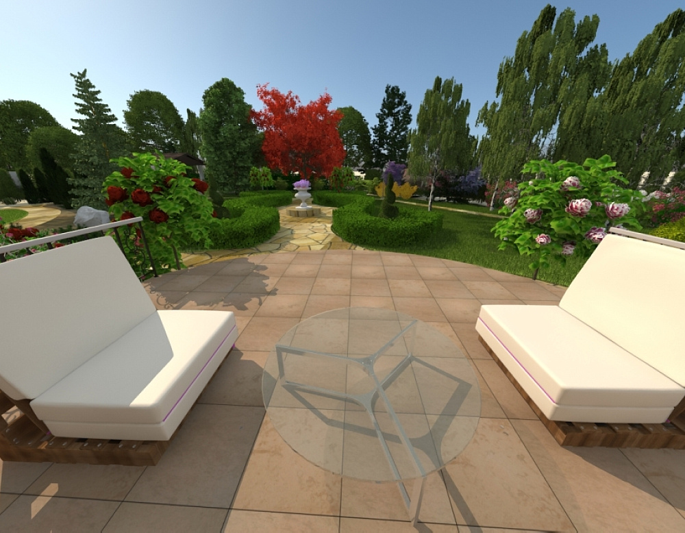 Дмитрий Миронов – проект коттеджного участка – садовый центр «Южный» Веранда со столиком