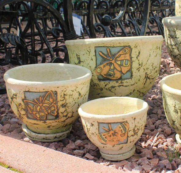 Бабочки набор из 4-х горшков, шамот