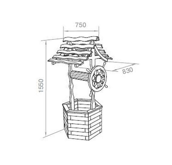 Цветочница Колодец 6-ти гранный с мягкой кровлей 